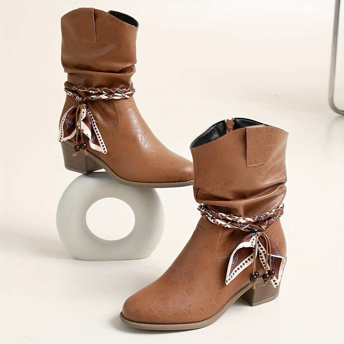 Isla | Slouch Bandana Charm Ankle Boots