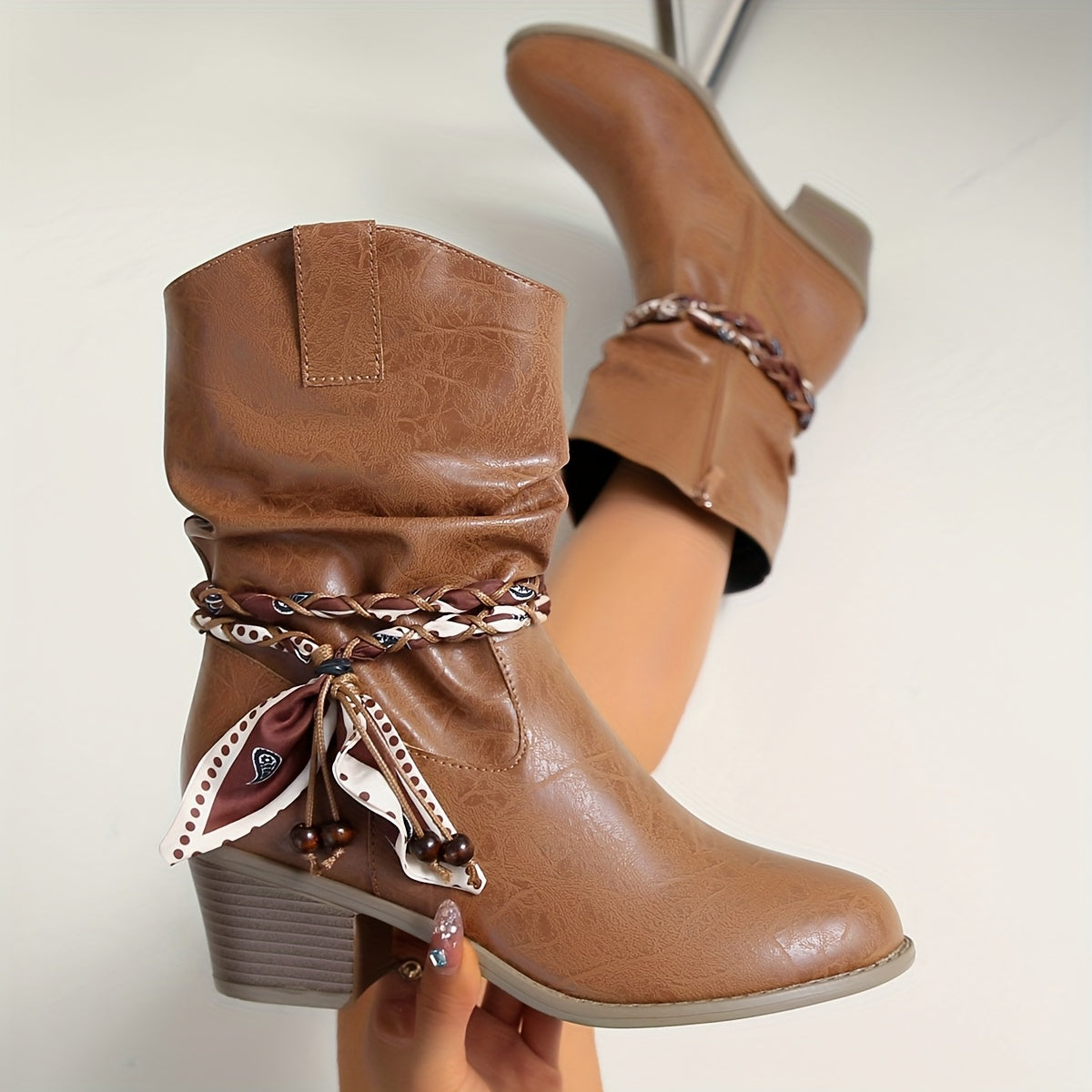 Isla | Slouch Bandana Charm Ankle Boots