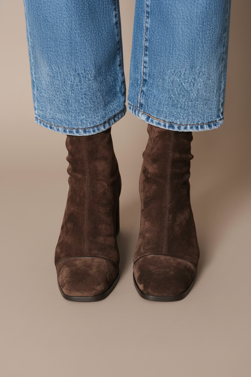 Delaine | Square Toe Block Heel Ankle Boots