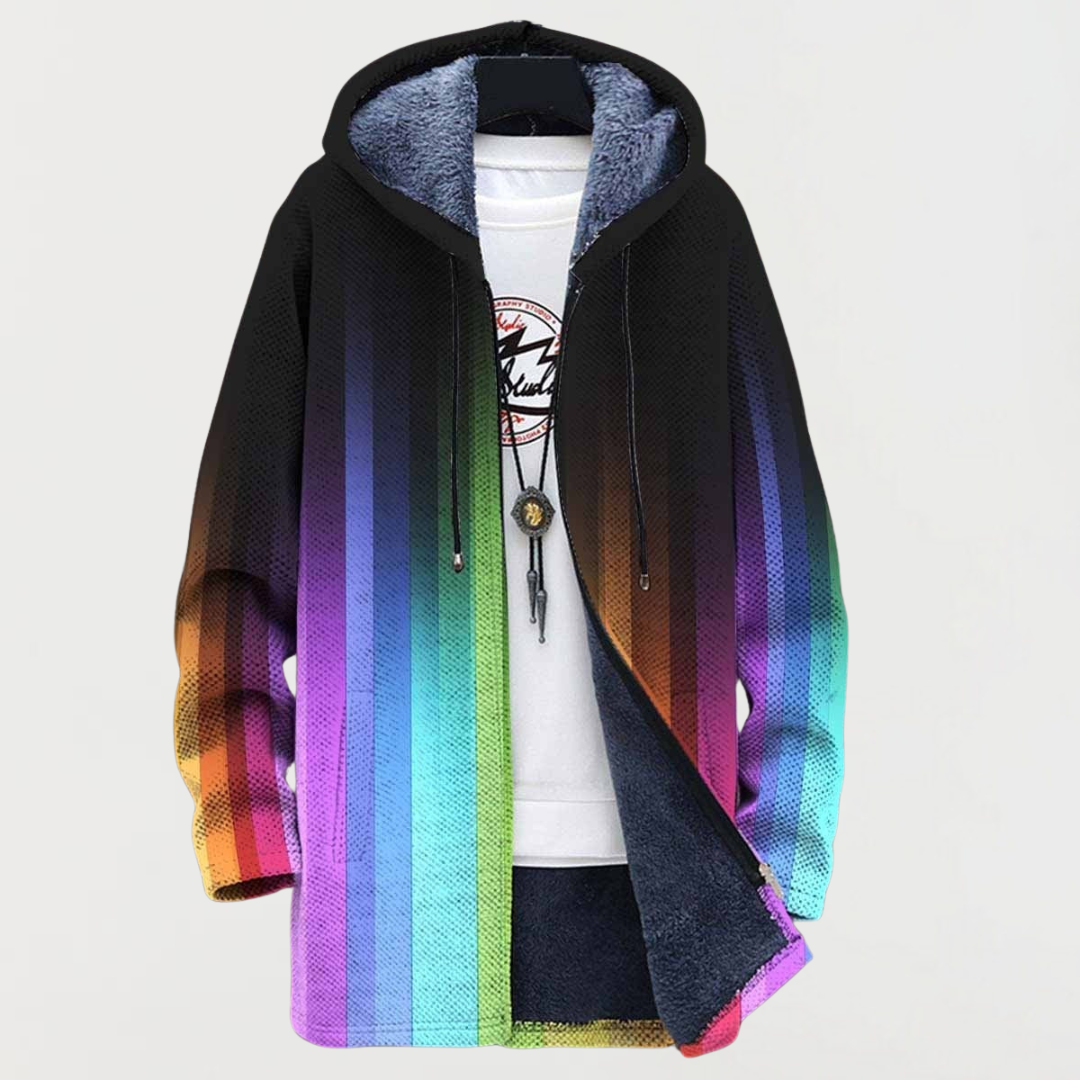 Liam | Men's Aztec Print Long Winter Coat Hooded Fleece Lined