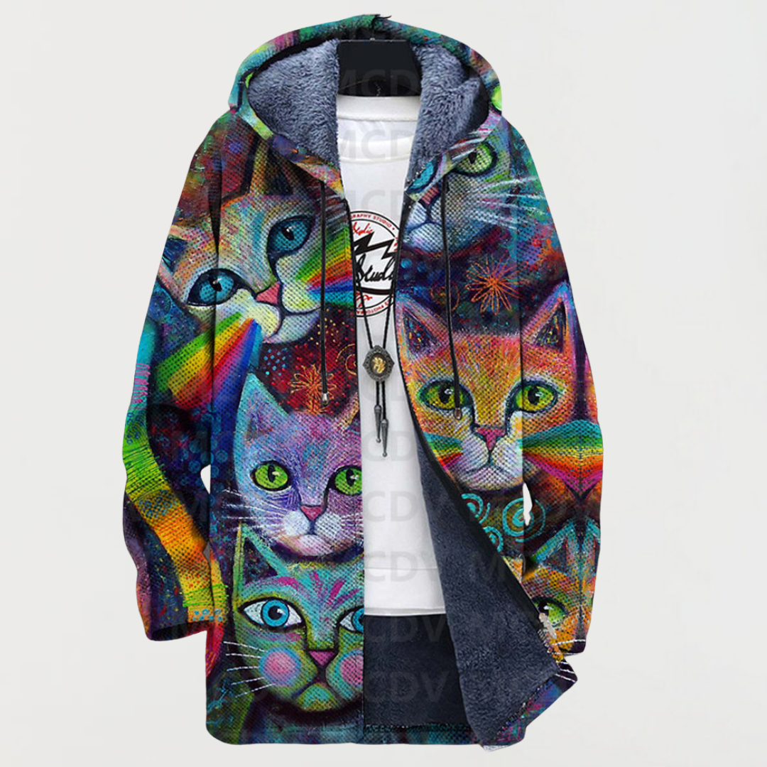 Liam | Men's Aztec Print Long Winter Coat Hooded Fleece Lined