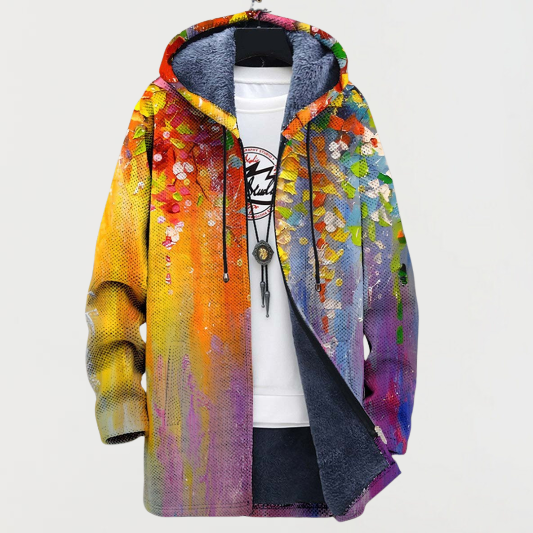 Liam | Men's Aztec Print Long Winter Coat Hooded Fleece Lined