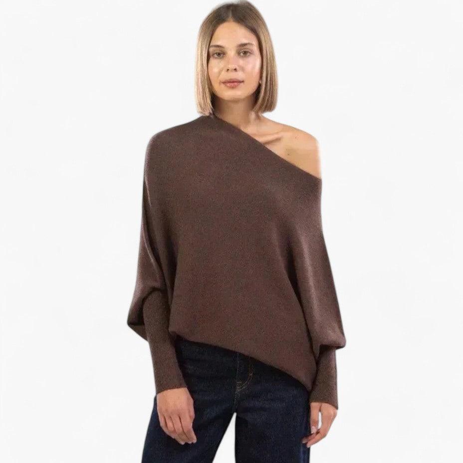 Penelope | Off-Shoulder Neckline Knit Texture Sweater