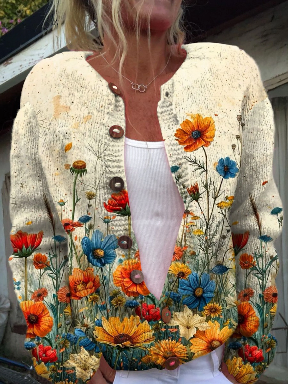 Rosanna | Floral Print Open Front Multicolor Cardigan
