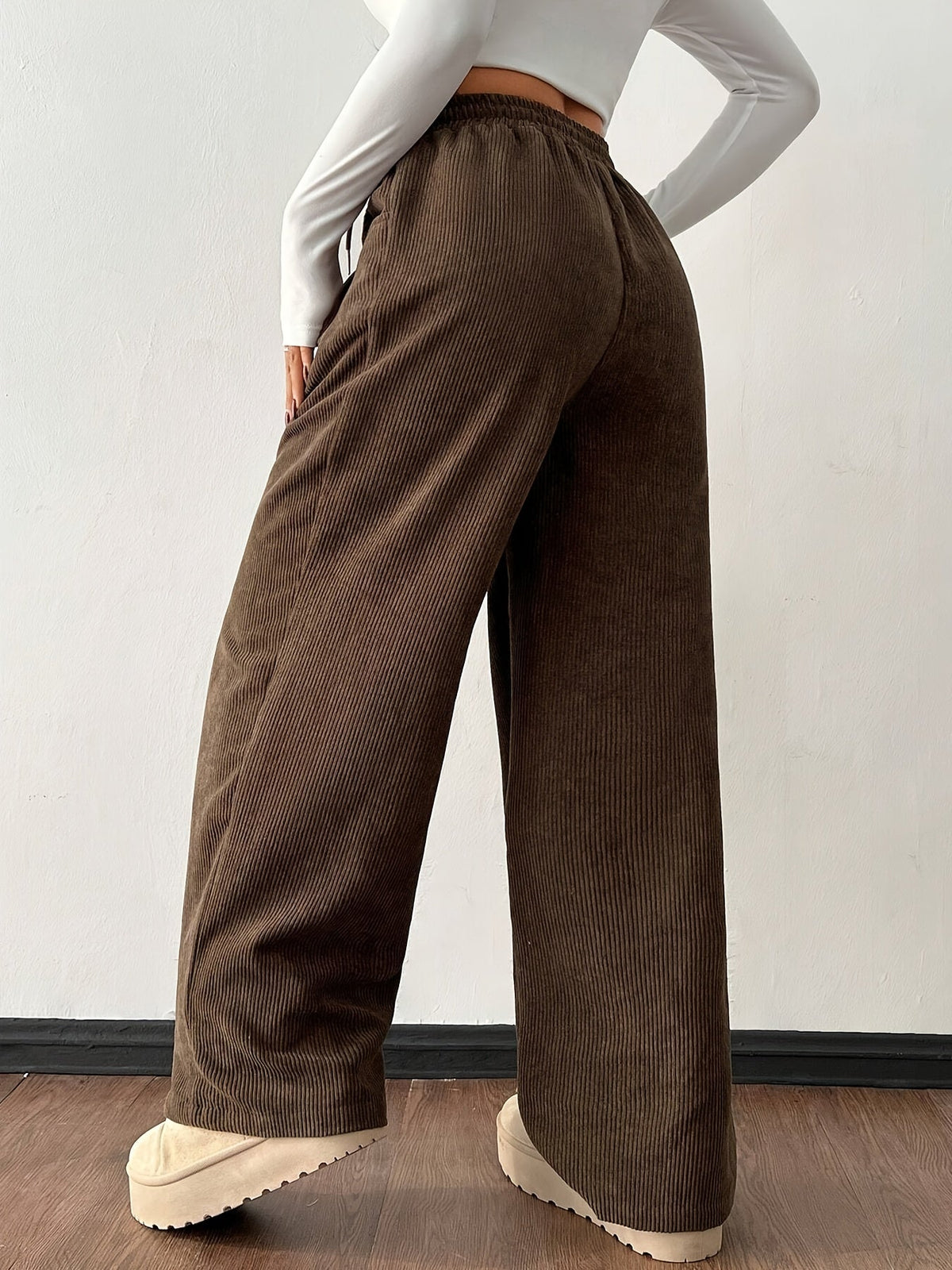Tallulah | Relaxed High Waisted Textured Wide-Leg Pants