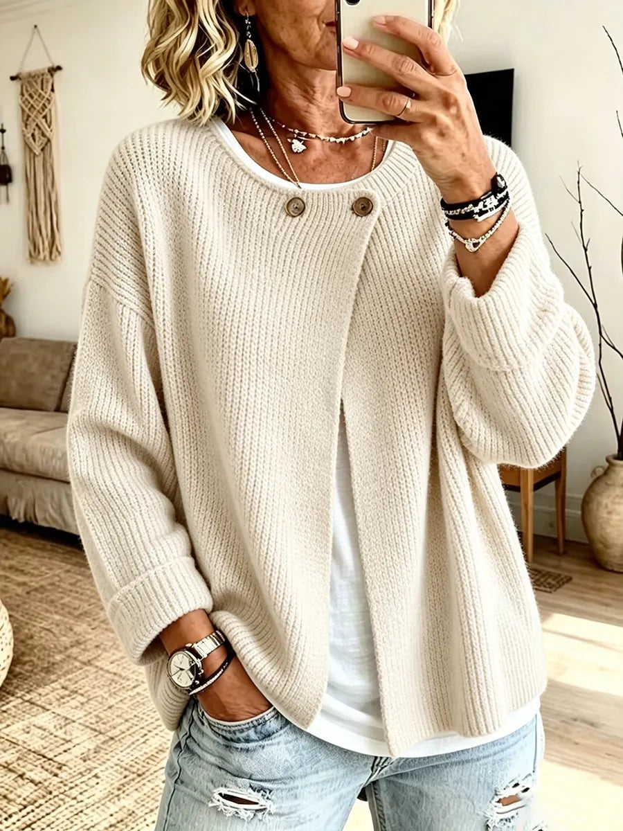 Odalys Stylish Asymmetric Ribbed Cardigan Sweater