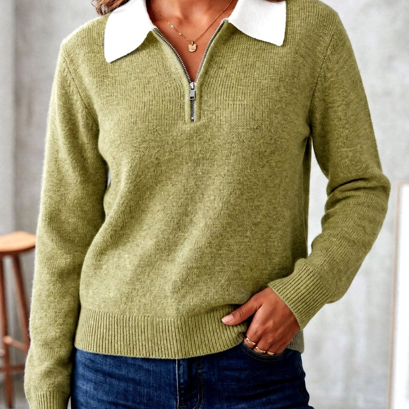 Deborah - Women’s Half-Zip Knit Polo Sweater