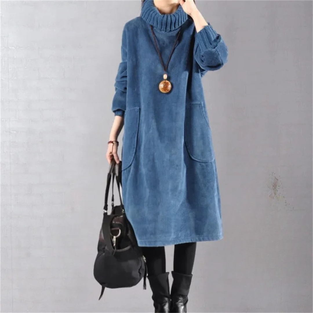 Cosima | Knit Turtleneck Midi Sweater Dress