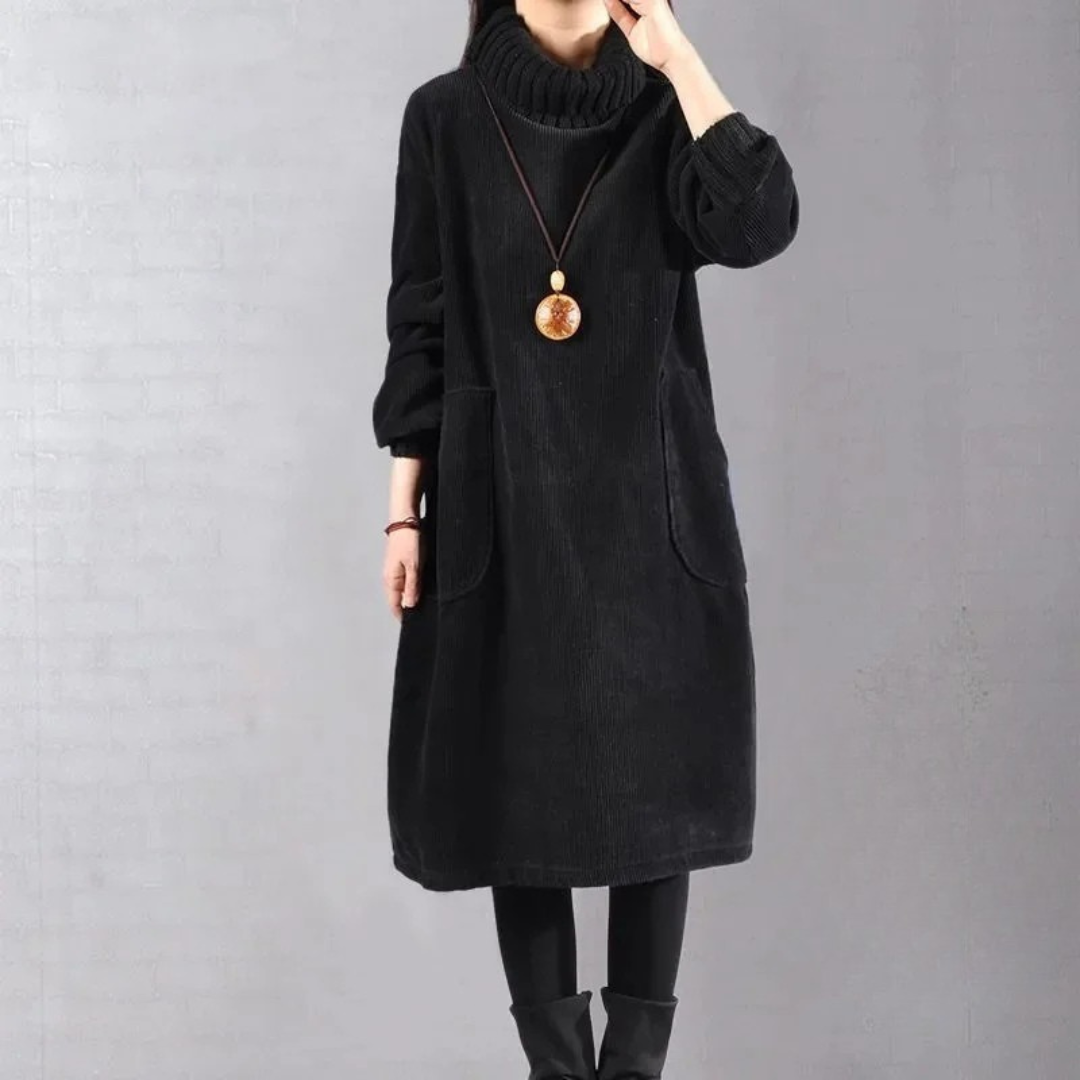 Cosima | Knit Turtleneck Midi Sweater Dress