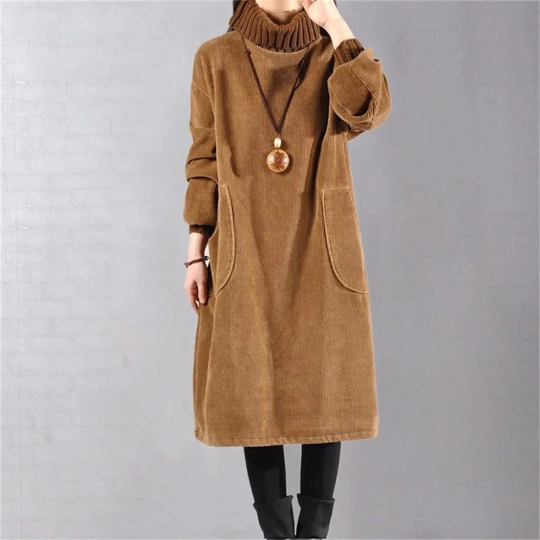 Cosima | Knit Turtleneck Midi Sweater Dress