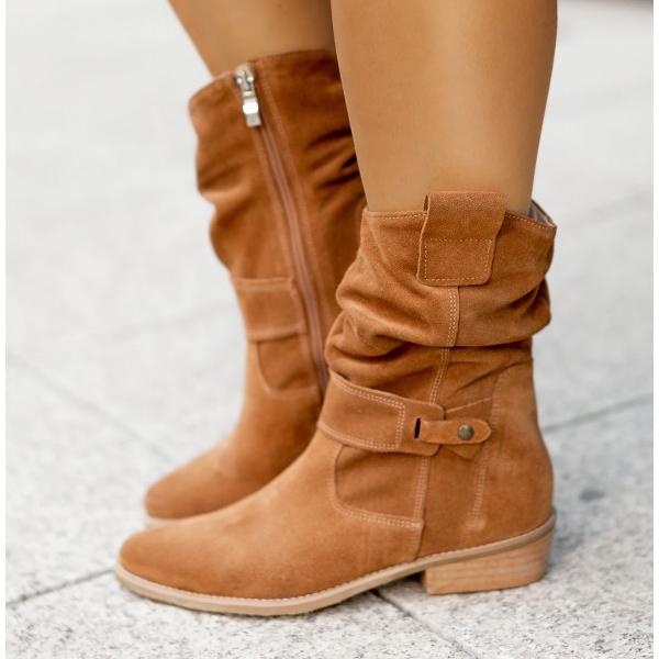 Leocardia | Slouch Low Block Heel Ankle Boots