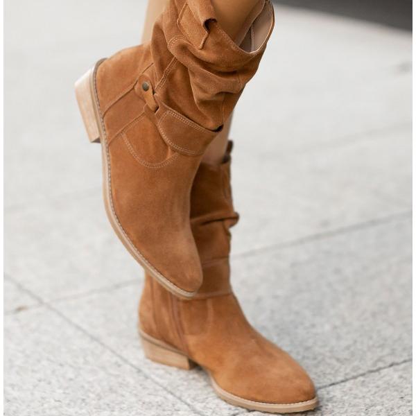 Leocardia | Slouch Low Block Heel Ankle Boots