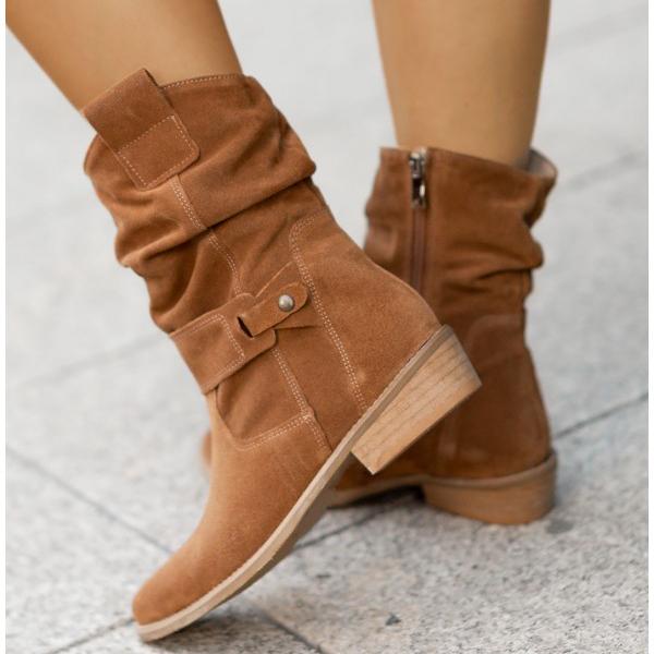 Leocardia | Slouch Low Block Heel Ankle Boots