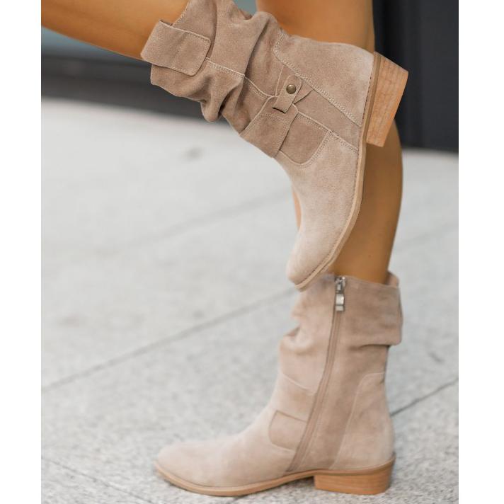 Leocardia | Slouch Low Block Heel Ankle Boots