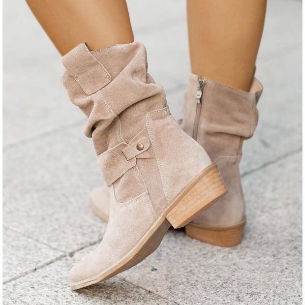 Leocardia | Slouch Low Block Heel Ankle Boots