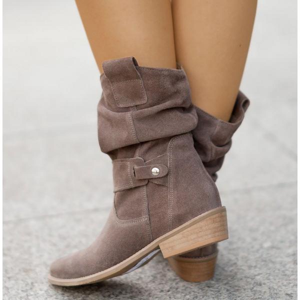 Leocardia | Slouch Low Block Heel Ankle Boots