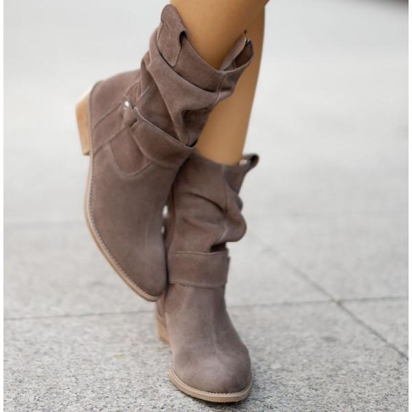 Leocardia | Slouch Low Block Heel Ankle Boots