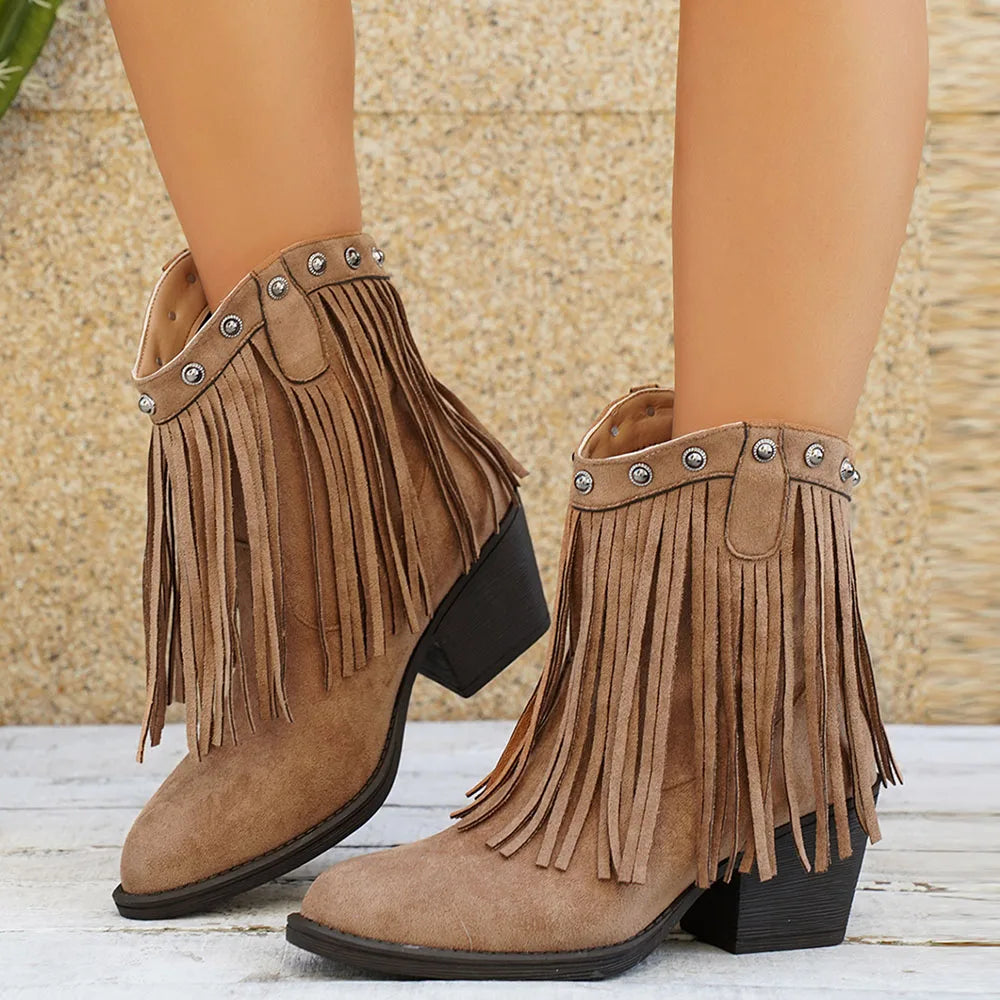 Elodie | Wide Calf Western Fringe Cowboy Boots