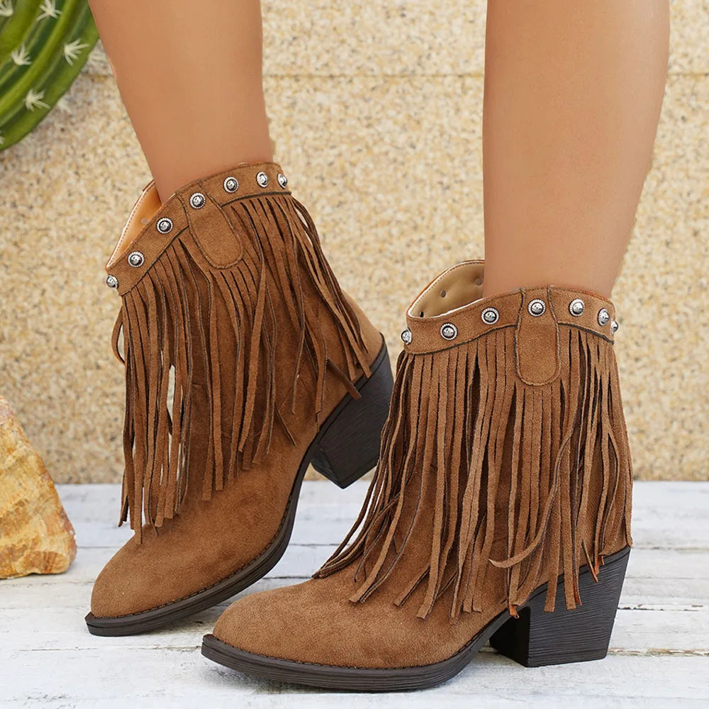 Elodie | Wide Calf Western Fringe Cowboy Boots