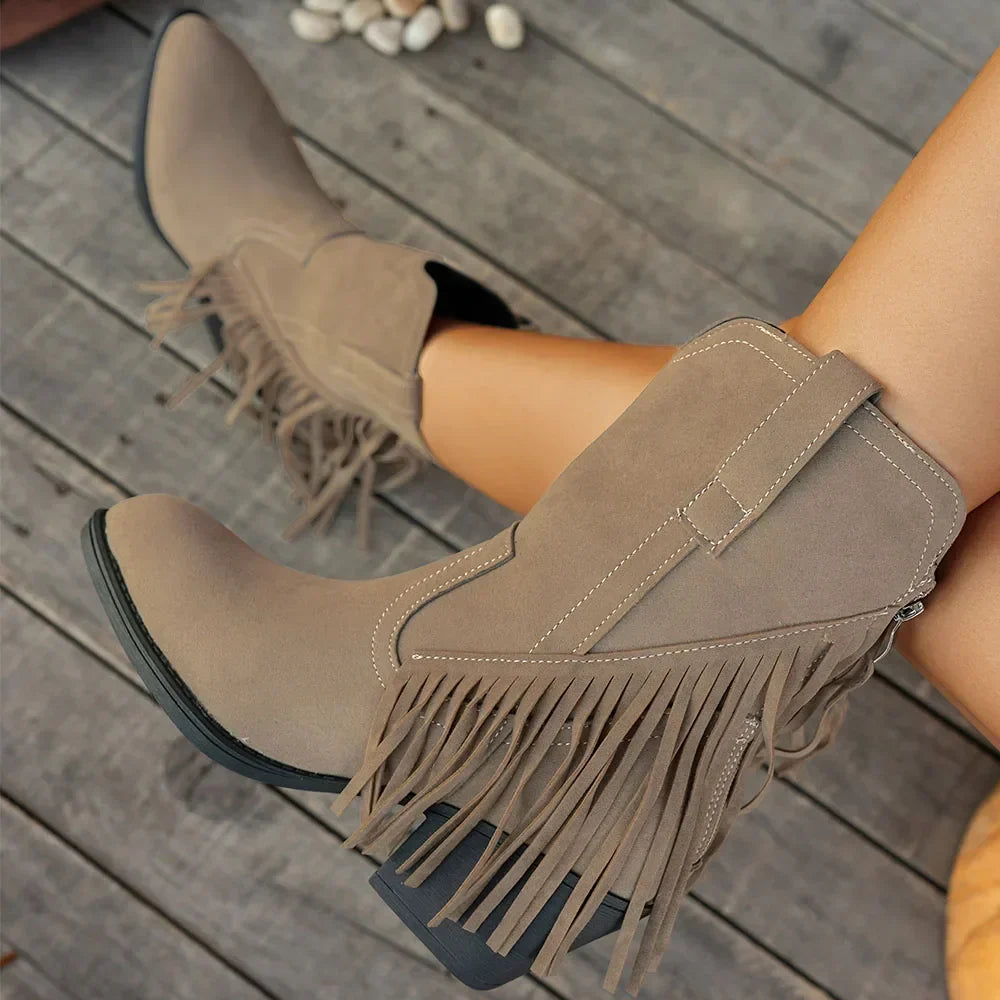 Elodie | Wide Calf Western Fringe Cowboy Boots