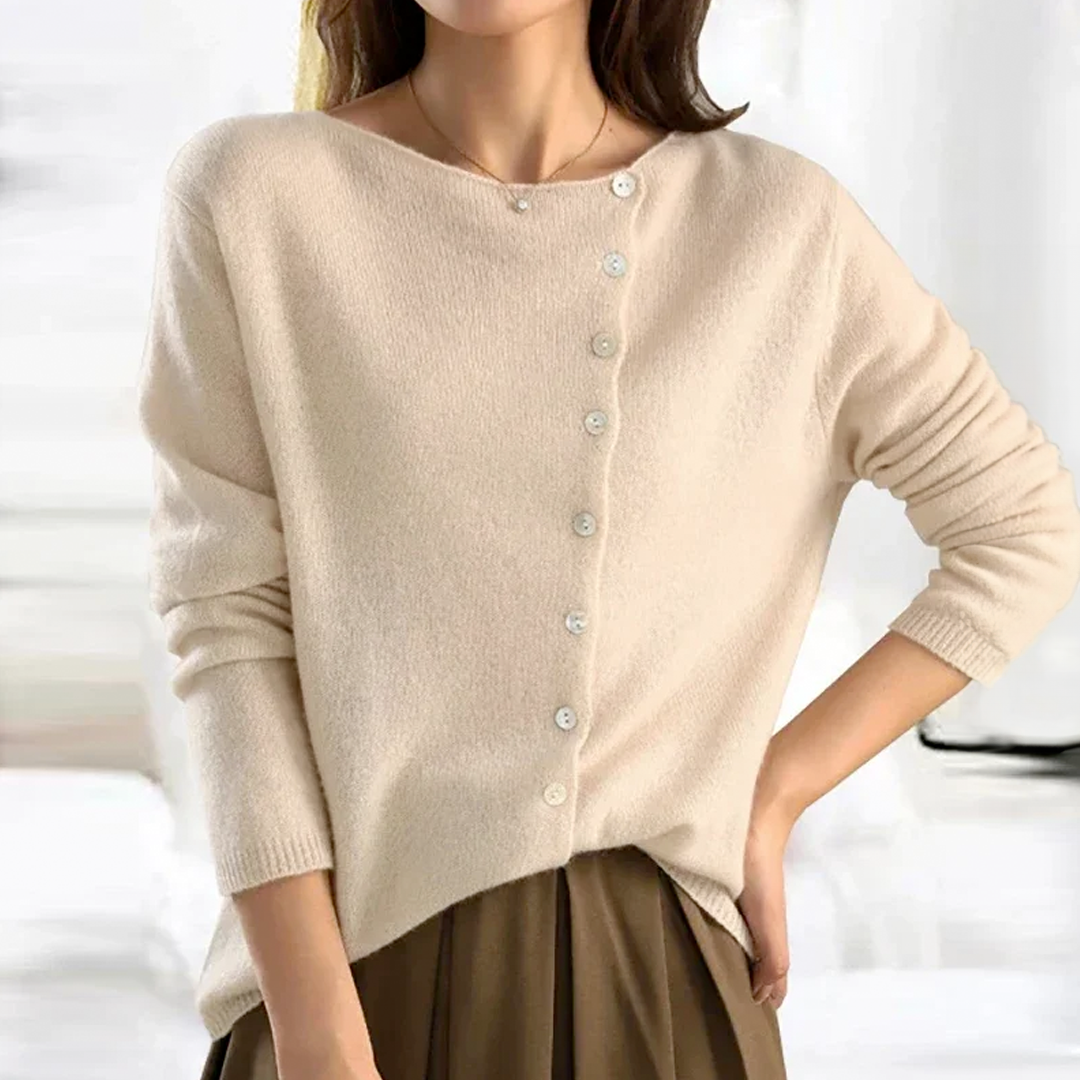 Rae | Button-Front Beige Cardigan