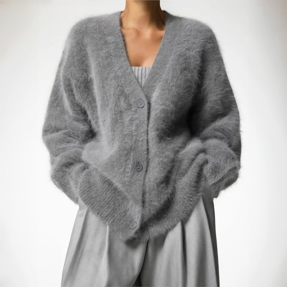 Katrin | Oversized Fuzzy Button-Front Cardigan