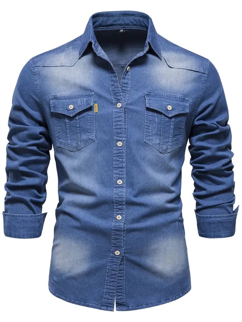 Denim Shirt with Button-Down for Men