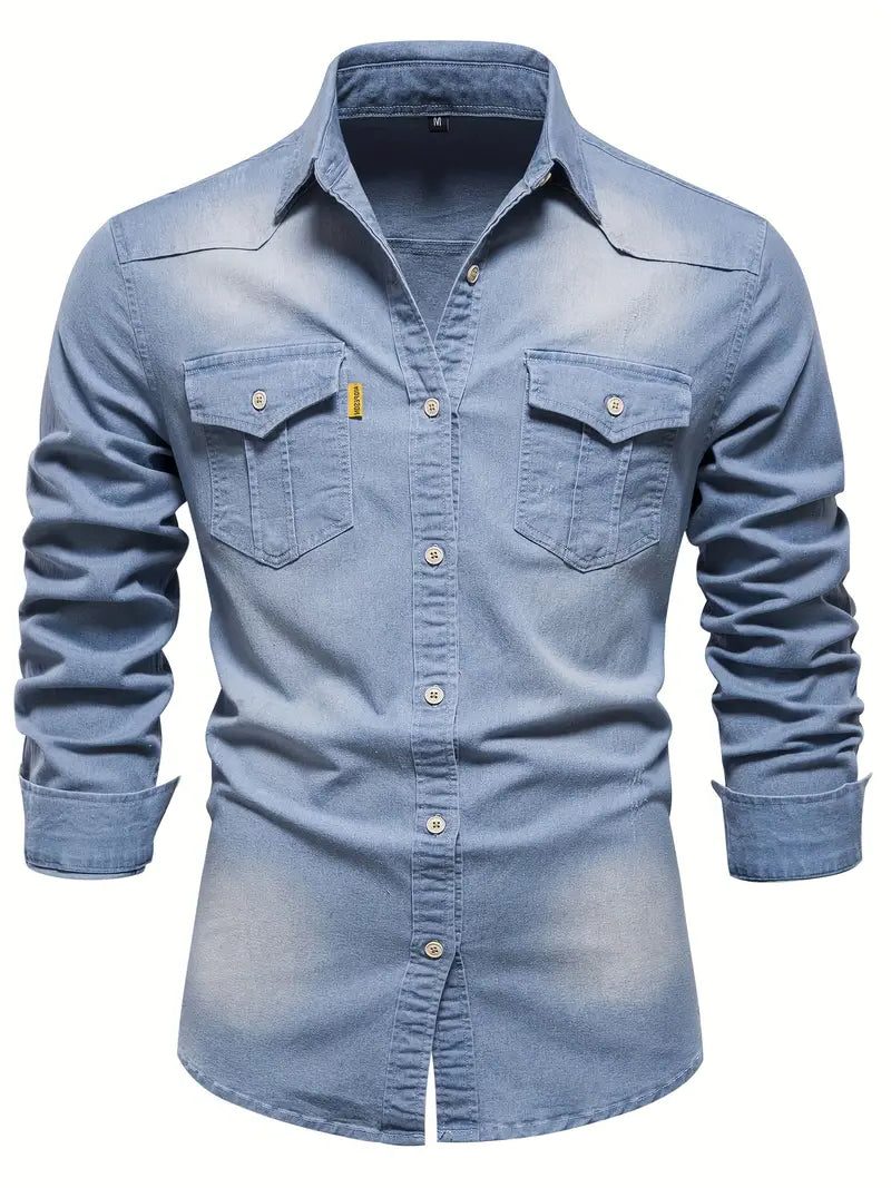 Denim Shirt with Button-Down for Men