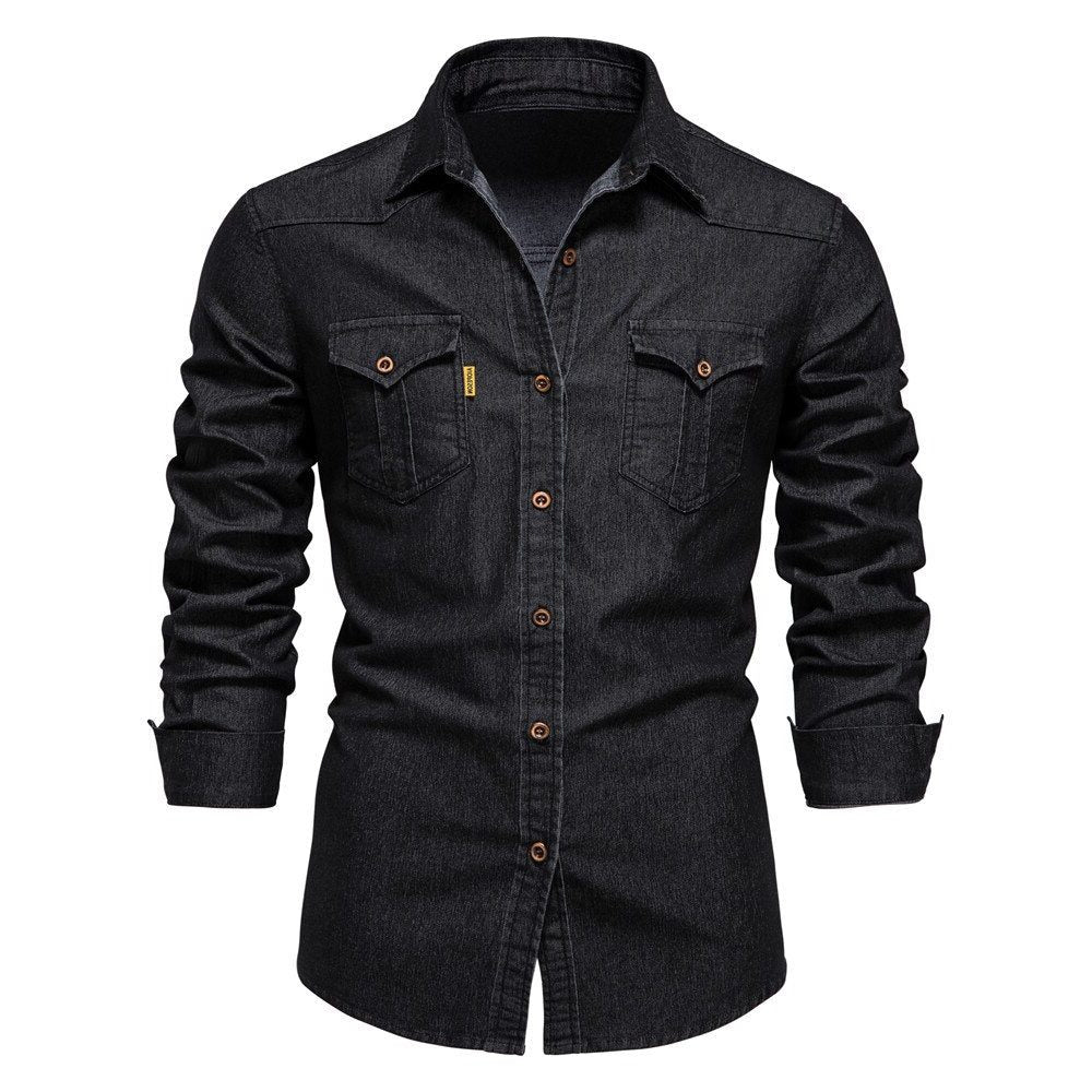 Denim Shirt with Button-Down for Men