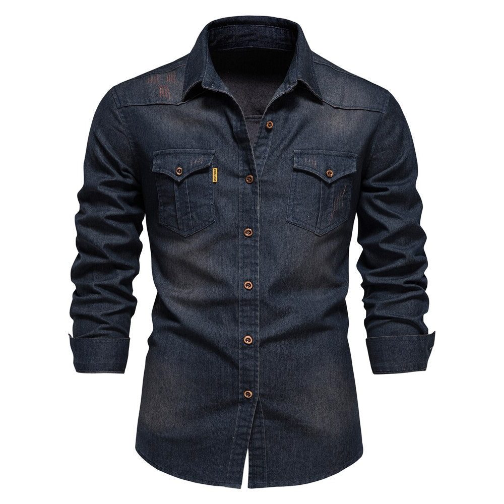 Denim Shirt with Button-Down for Men