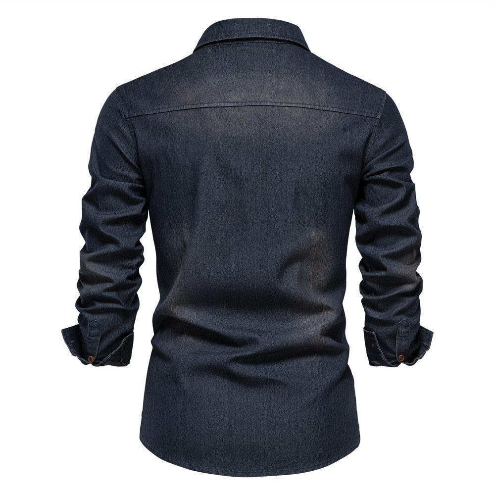 Denim Shirt with Button-Down for Men