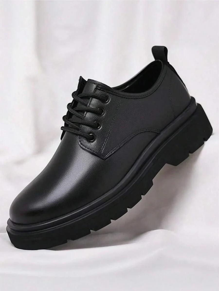 Men's Chunky Sole Derby Shoes | Lace-Up Leather Dress Shoes