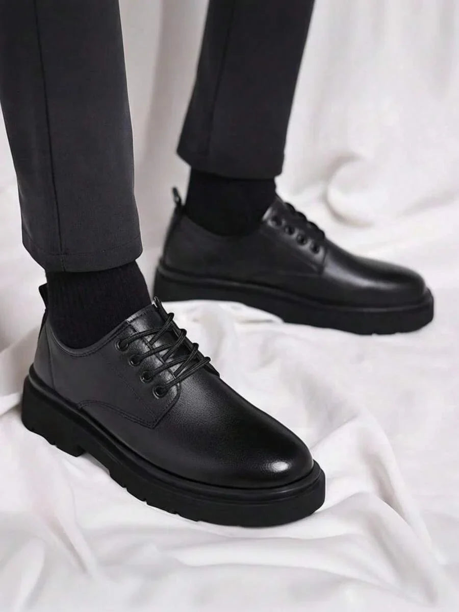 Men's Chunky Sole Derby Shoes | Lace-Up Leather Dress Shoes