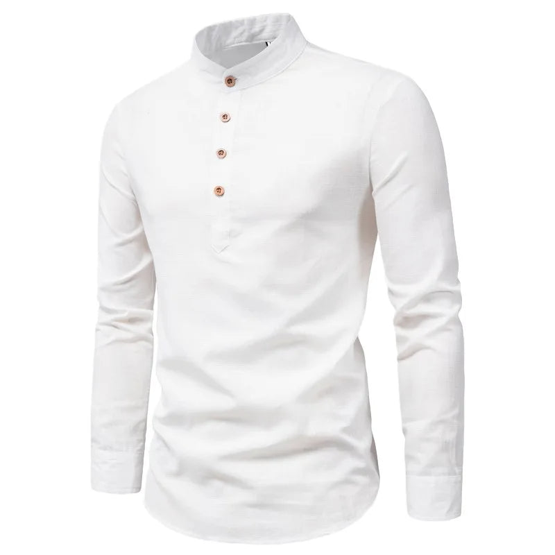 Calder Slim-Fit Cotton Shirt with Stand Collar