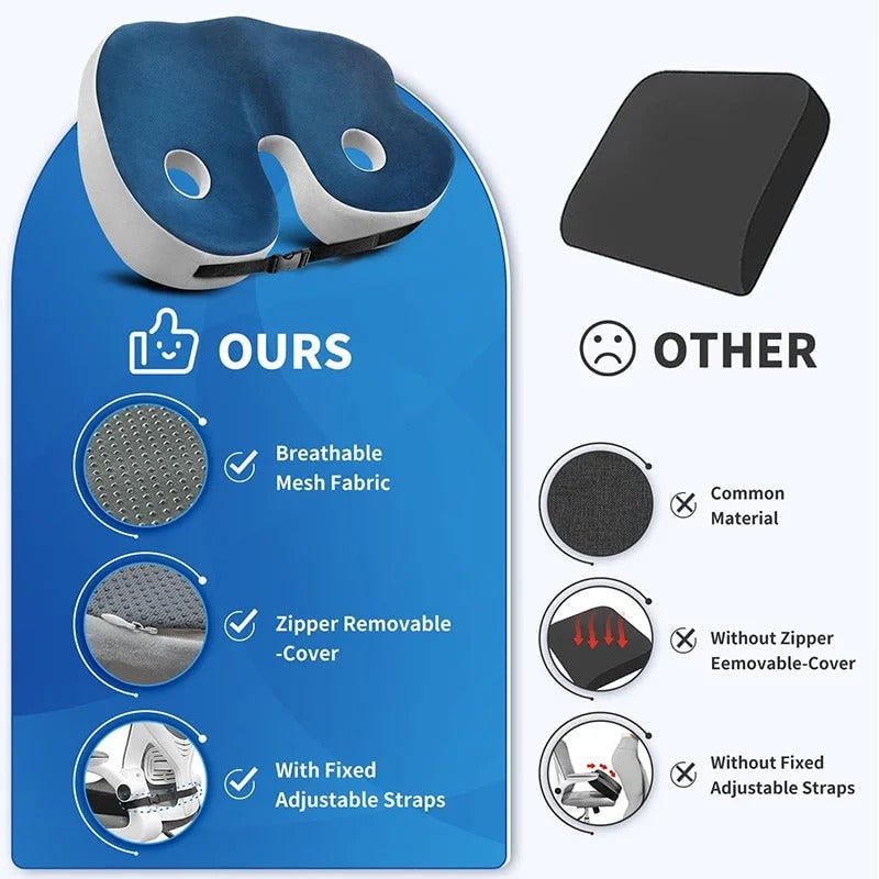 Desk Chair Seat Cushion with Memory Foam Ergonomic Design and Pressure Relief