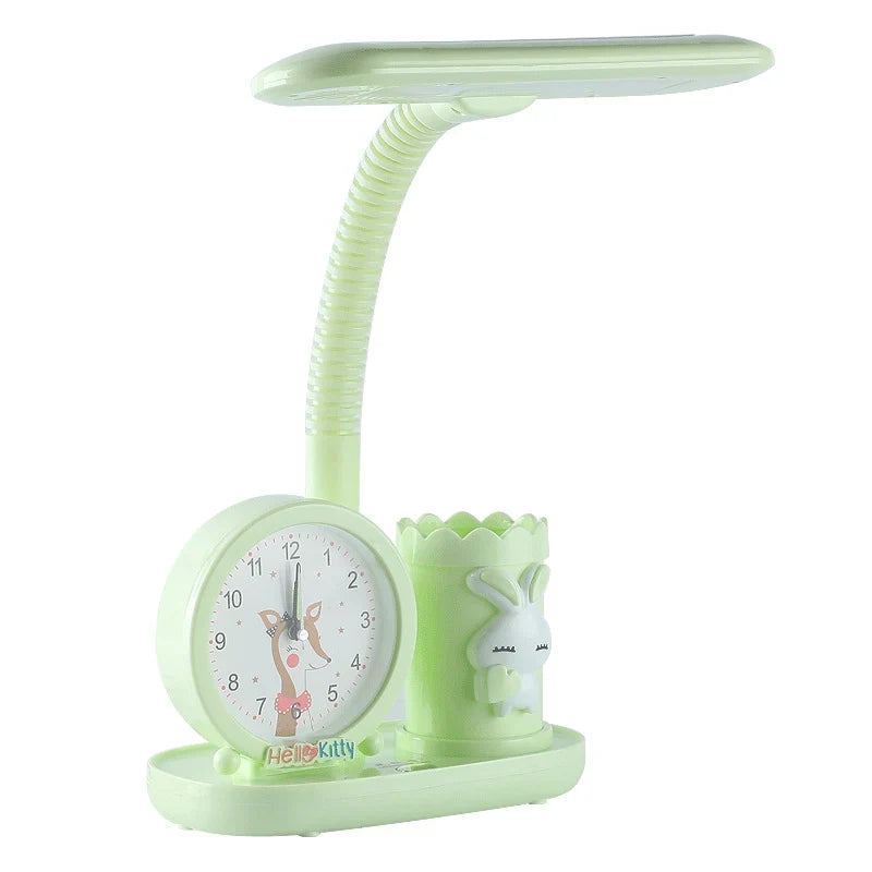 Desk Lamp | Adjustable Brightness, Flexible Neck & Clock Organizer