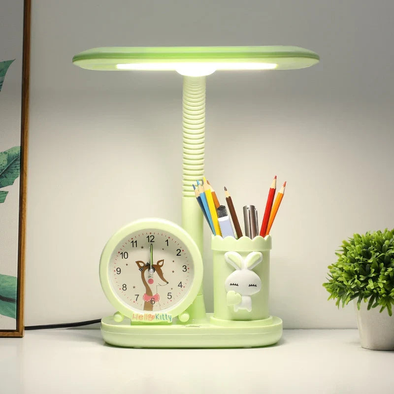 Desk Lamp | Adjustable Brightness, Flexible Neck & Clock Organizer