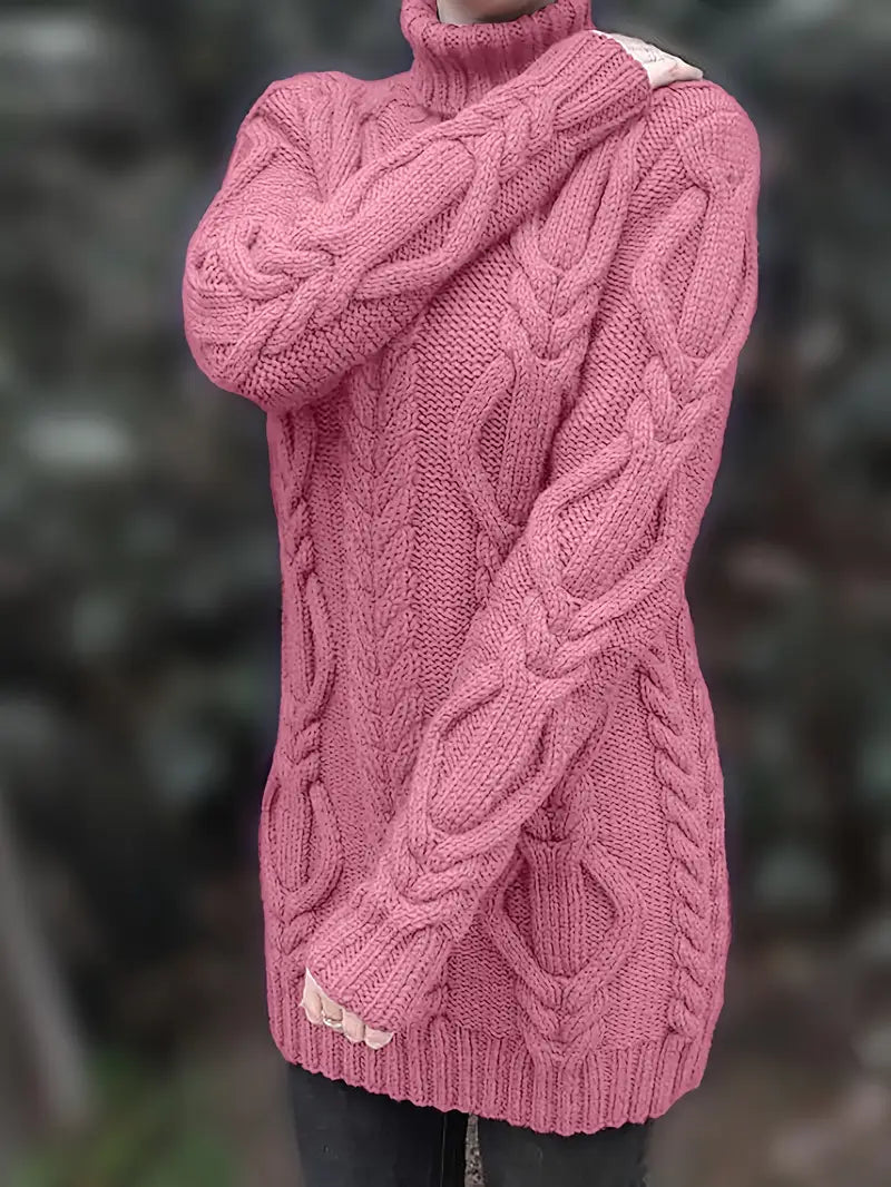Helena | Oversized Cable Knit Turtleneck Sweater