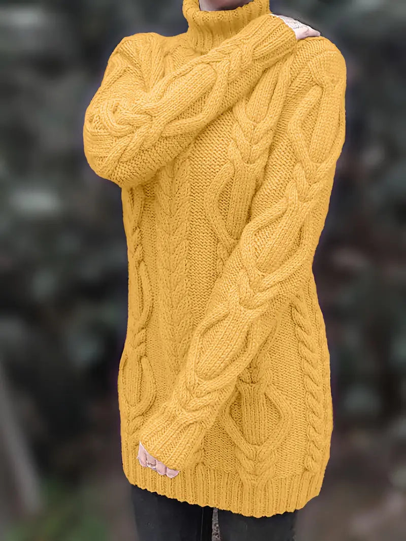 Helena | Oversized Cable Knit Turtleneck Sweater