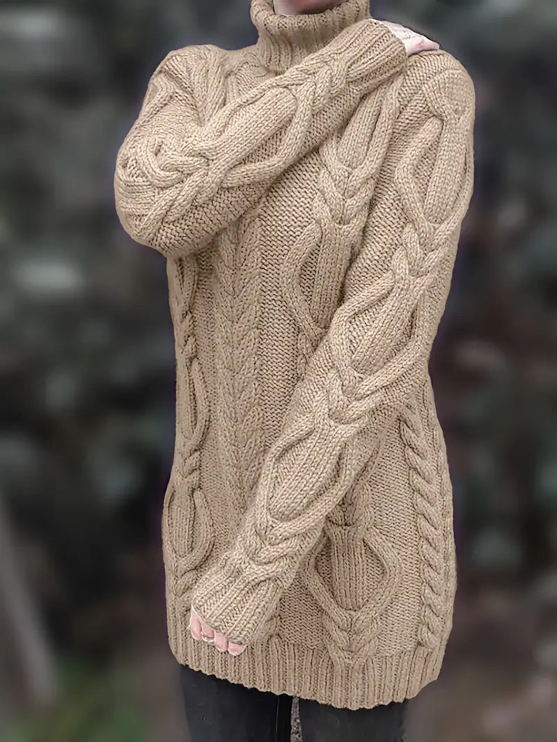 Helena | Oversized Cable Knit Turtleneck Sweater