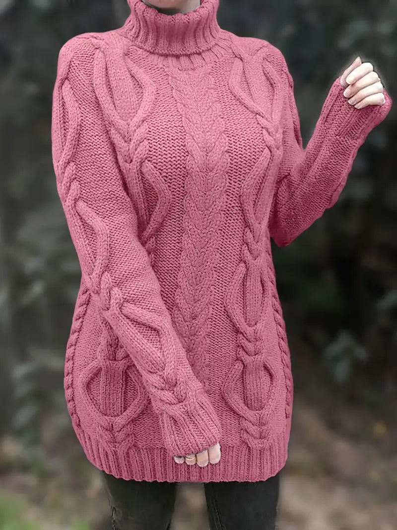 Helena | Oversized Cable Knit Turtleneck Sweater
