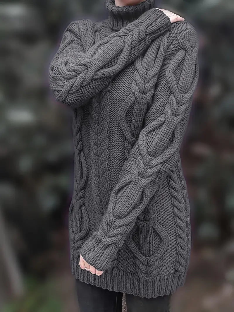 Helena | Oversized Cable Knit Turtleneck Sweater