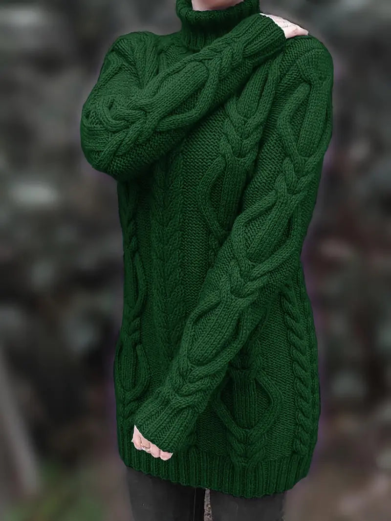 Helena | Oversized Cable Knit Turtleneck Sweater