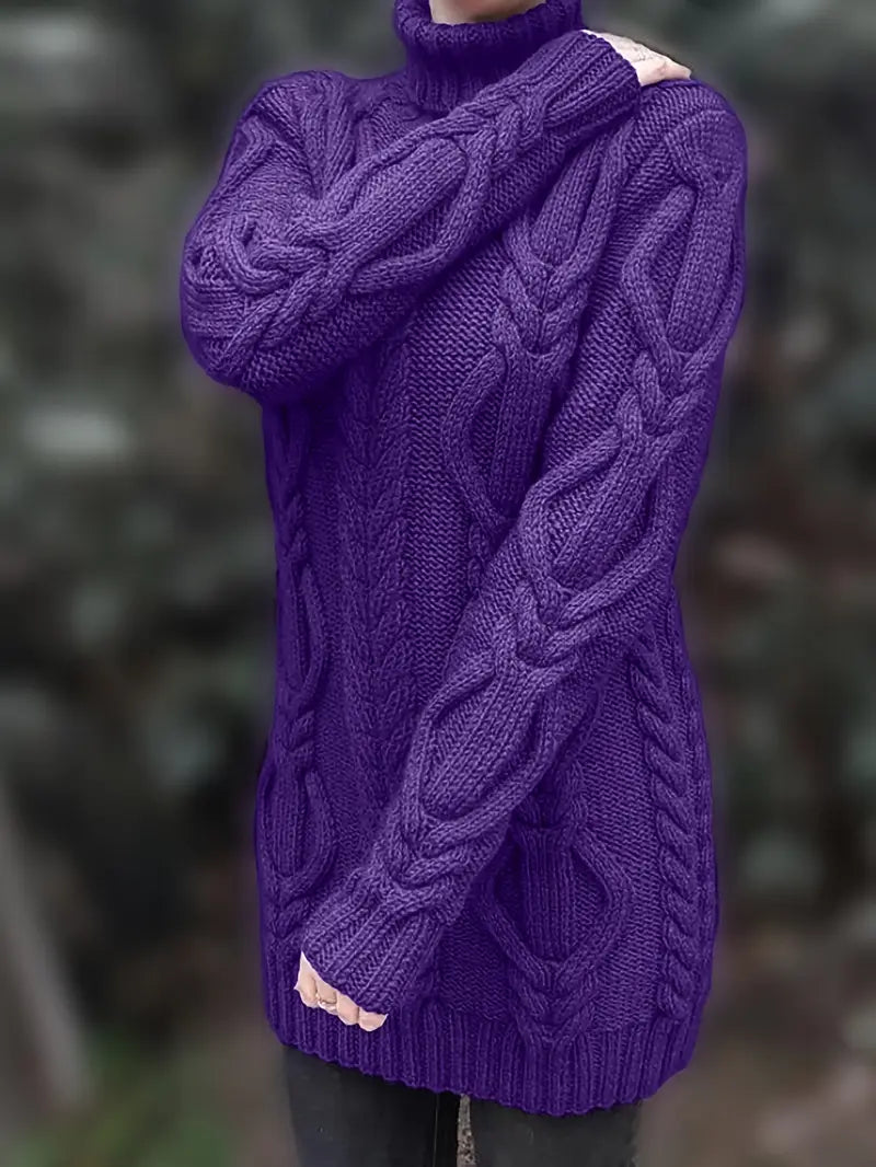Helena | Oversized Cable Knit Turtleneck Sweater