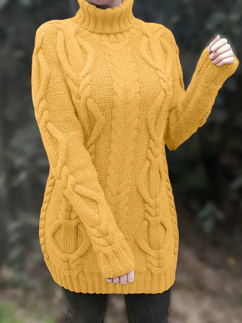 Helena | Oversized Cable Knit Turtleneck Sweater
