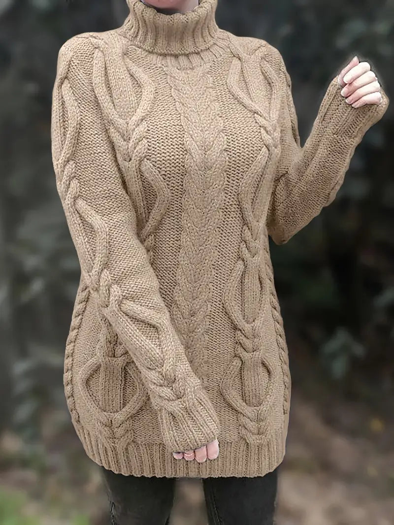 Helena | Oversized Cable Knit Turtleneck Sweater
