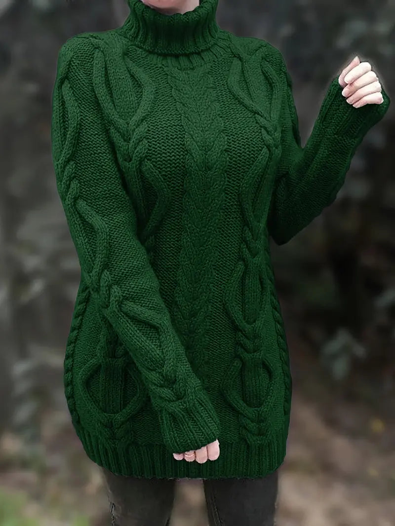 Helena | Oversized Cable Knit Turtleneck Sweater