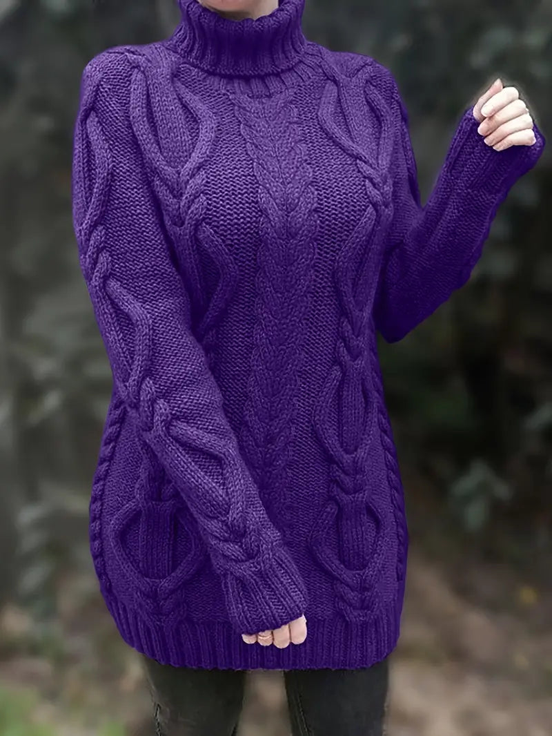 Helena | Oversized Cable Knit Turtleneck Sweater