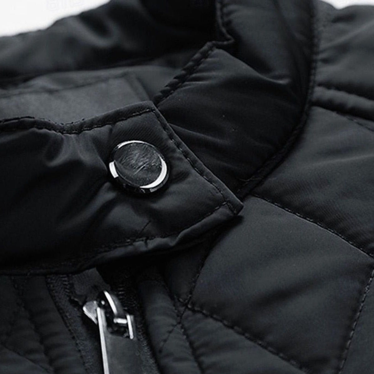 Diamond-Quilted Stand Collar Jacket for Men