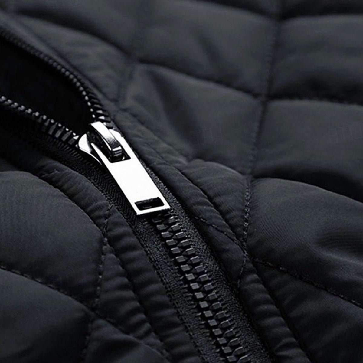 Diamond-Quilted Stand Collar Jacket for Men